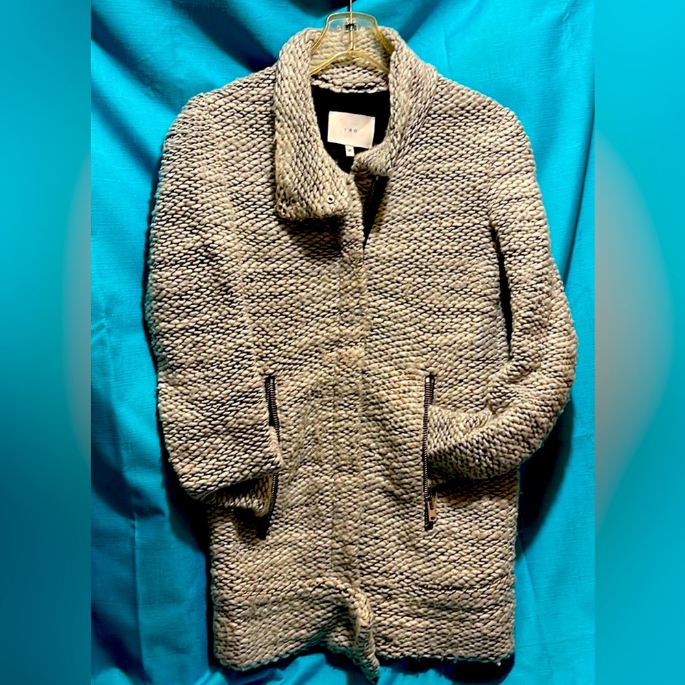 IRO AJUMA Bounce Moto Grey Knit Jacket Size 36